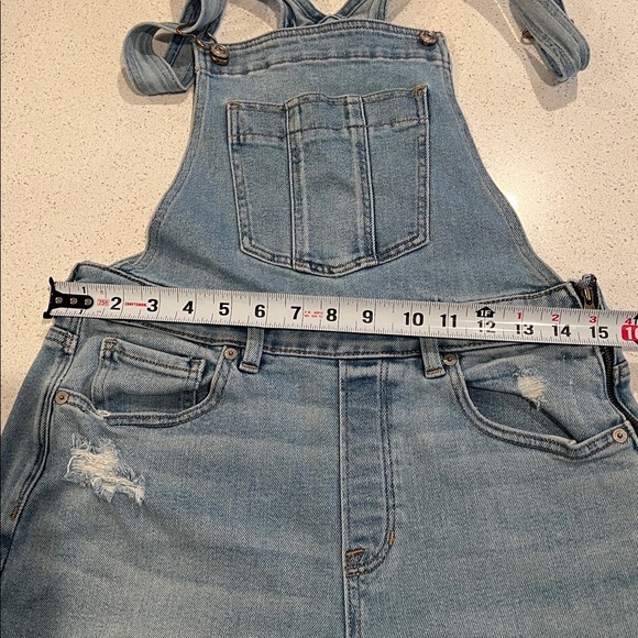 American Eagle Outfitters Mom Denim Distressed Overalls - Picture 12 of 13